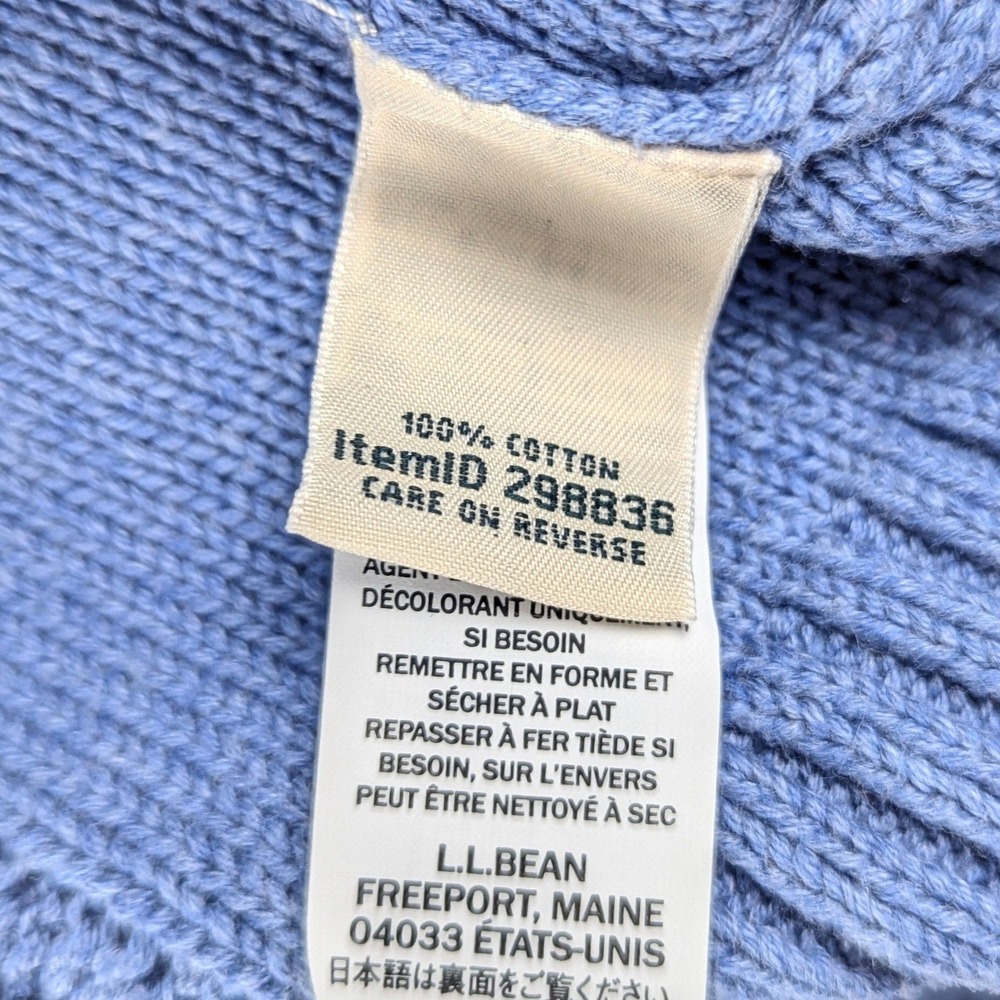 LL Bean Women XL Blue Cable Knit Full Zip Cotton Cardigan Sweater 298836 - Picture 7 of 13